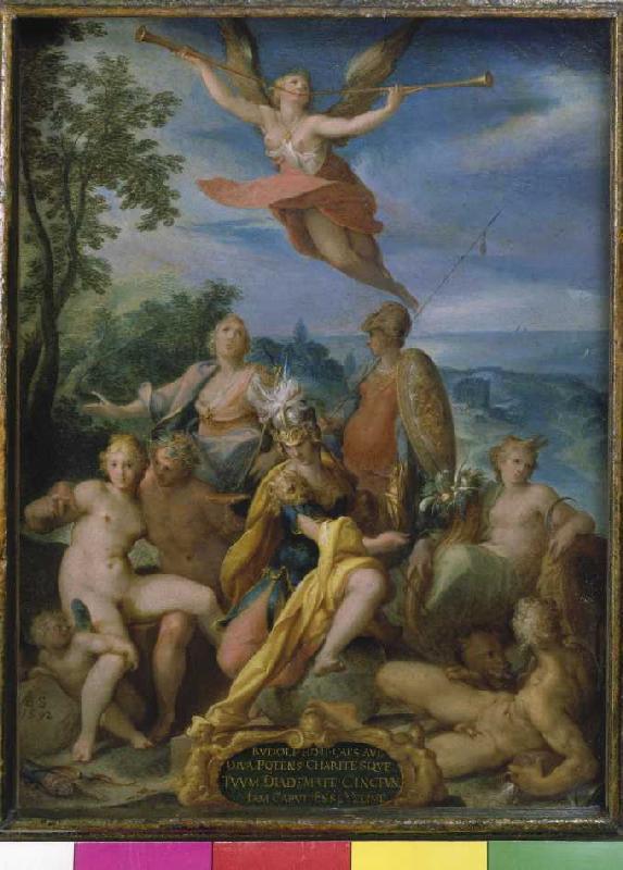 Allegory on emperors Rudolf II. for the completion of the diddling wars a Bartholomäus Spranger
