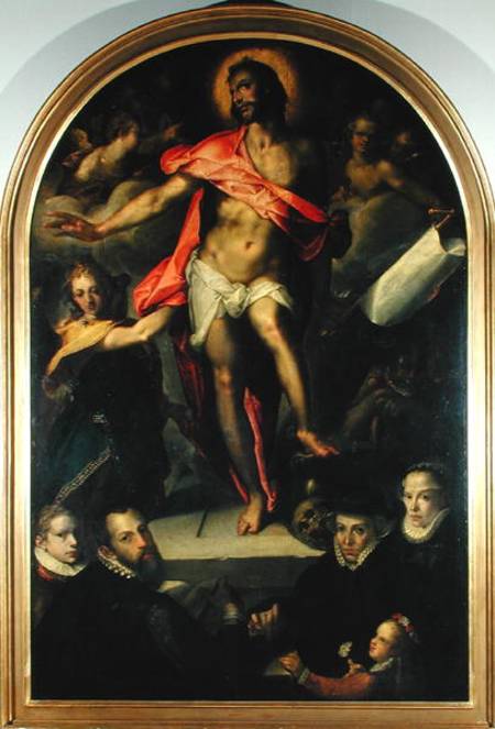 The Resurrection with Portraits of Nicolas Muller and his Family a Bartholomäus Spranger