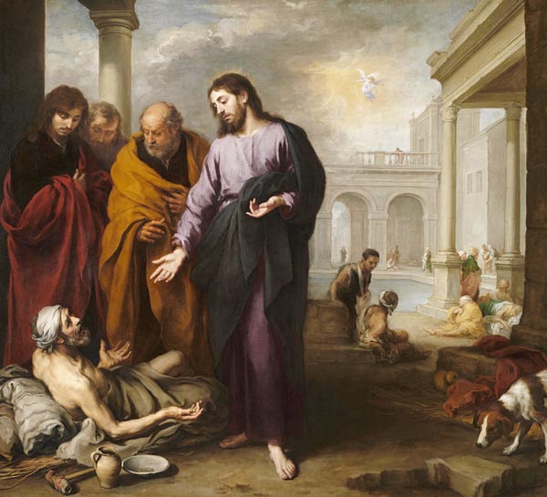 Christ healing the Paralytic at the Pool of Bethesda a Bartolomé Esteban Perez Murillo