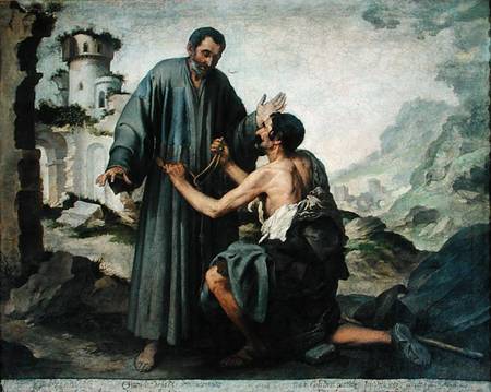 Fray Ginepero and the poor Man a Bartolomé Esteban Perez Murillo
