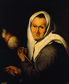 Spinning old woman. a Bartolomé Esteban Perez Murillo
