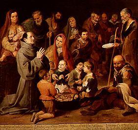 The poor man feeding of St. Diego of Alcala.