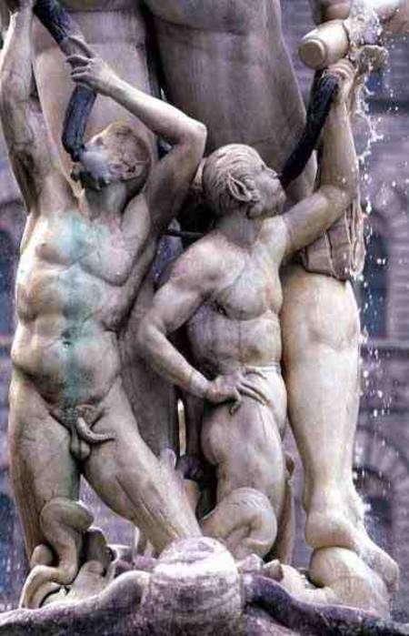 Detail from the Neptune Fountain, depicting two Tritons a Bartolomeo Ammannati