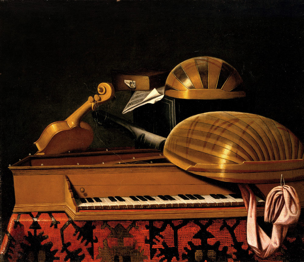 Still Life with Musical Instruments and Books a Bartolomeo Bettera