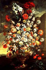 Flower still life from lilies, tulips, pinks and other flowers a Bartolomeo Bimbi