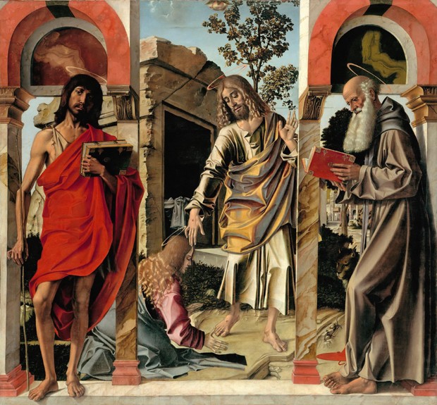 Resurrected Christ with Mary Magdalen and Saints John the Baptist and Jerome a Bartolomeo Montagna