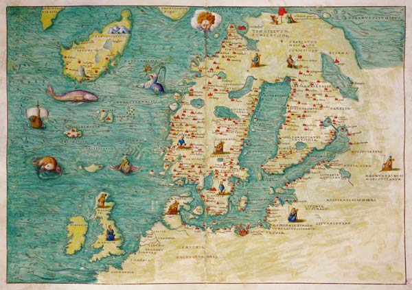Northern Europe, from an Atlas of the World in 33 maps, Venice, 1st September 1553(see also 330952) a Battista Agnese