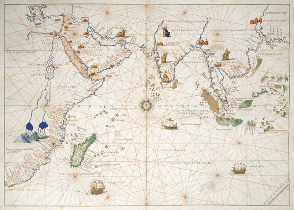 The Indian Ocean, from an Atlas of the World in 33 Maps, Venice, 1st September 1553(see also 330956) a Battista Agnese