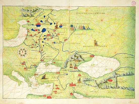 Europe and Central Asia, from an Atlas of the World in 33 Maps, Venice, 1st September 1553(see also  a Battista Agnese