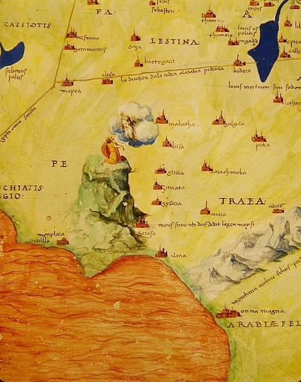 Mount Sinai and the Red Sea, from an Atlas of the World in 33 Maps, Venice, 1st September 1553(detai a Battista Agnese