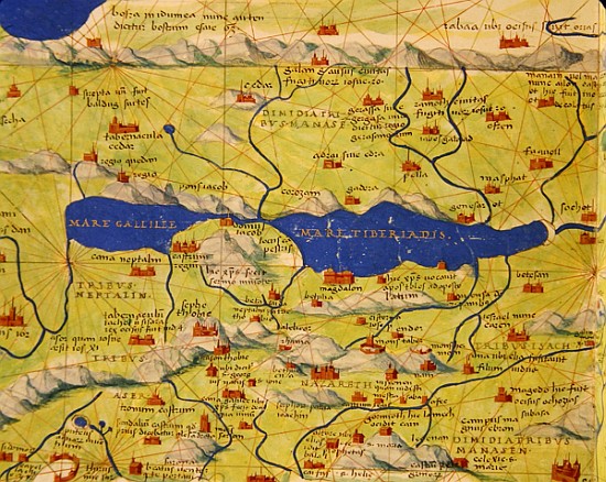 The Sea of Galilee, from an Atlas of the World in 33 Maps, Venice, 1st September 1553(detail from 33 a Battista Agnese