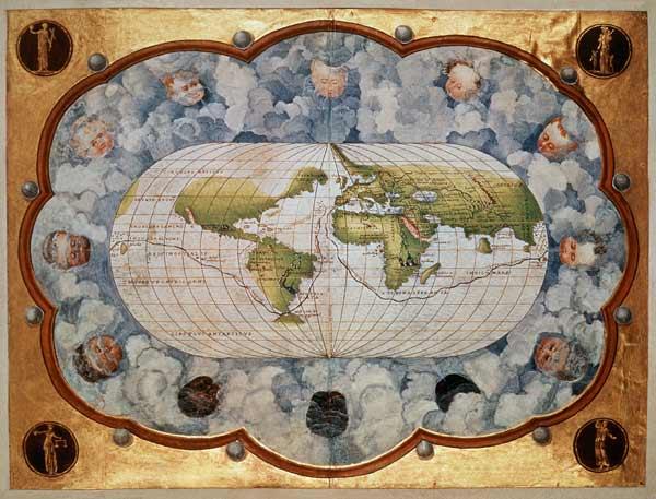 Map tracing Magellan''s world voyage, once owned Charles V, 1545  (see also 6341