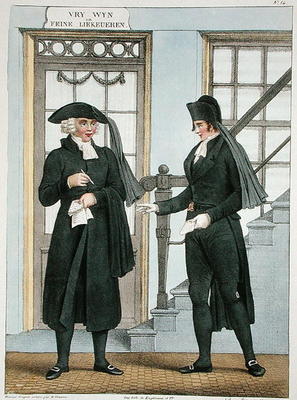 Funeral officials of Amsterdam, illustration from 'Collections des Costumes des Provinces Septentrio a Bendrik Greeven