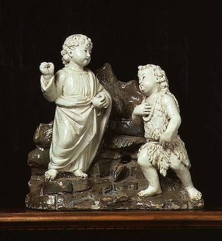 Christ as a boy appearing to the Infant St. John the Baptist, sculpture a Benedetto Buglioni