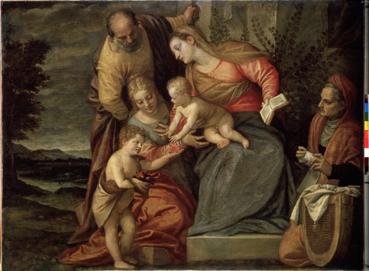 The Holy Family with Saints Catherine, Anne and John the Baptist a Benedetto Caliari