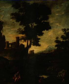 Landscape with Leto and the peasants transformed into frogs