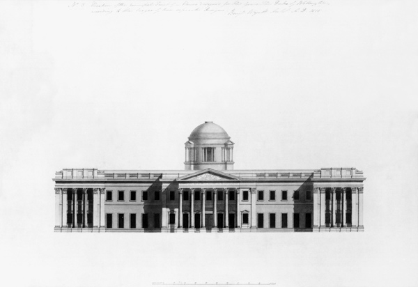 Elevation of Principal Front of a house, 1815 a Benjamin Dean Wyatt
