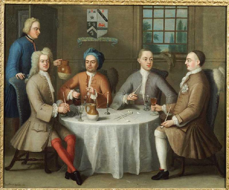 Group portrait with Sir Thomas Sebright, Sir John Bland and two friends a Benjamin Ferrers