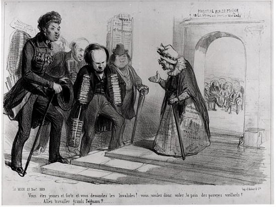 Dumas, Hugo et Balzac seeking their admission to the French Academy, illustration from ''La Mode'',  a Benjamin Roubaud