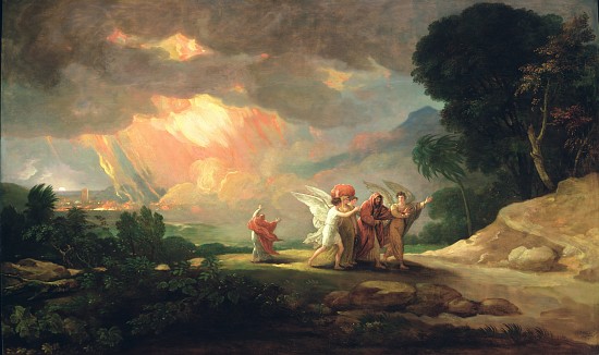 Lot Fleeing from Sodom a Benjamin West