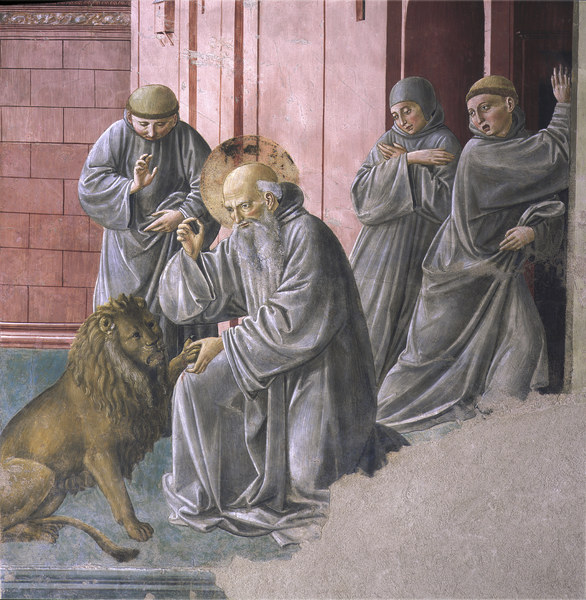 St Jerome and the lion, Fresco a Benozzo Gozzoli