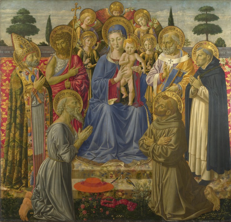 The Virgin and Child Enthroned among Angels and Saints a Benozzo Gozzoli