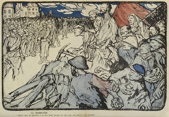 The Barricade, illustration from LAssiette au Beurre, 6th May a Bernard Naudin