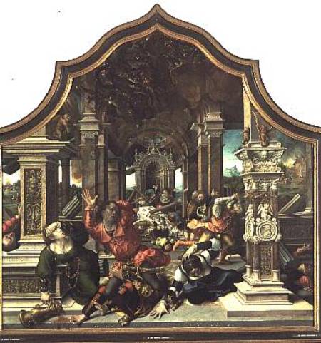The Destruction of the House of Job, central panel of the Triptych of the Virtue of Patience a Bernard van Orley