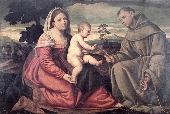 Madonna and Child with St. Francis, c.1540 a Bernardino Licinio