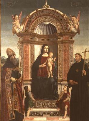 Madonna and Child with St. Nicholas of Tolentino and St. Augustine a Bernardino Loschi