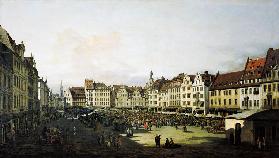 Der Altmarkt zu Dresden von der Seegasse aus