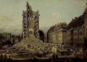 The ruins of the former cross church in Dresden