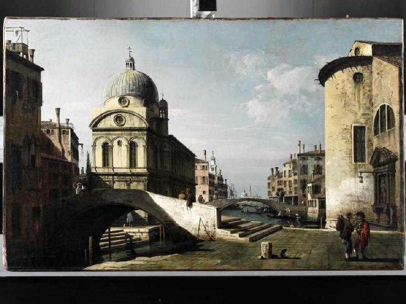 Venezianisches Capriccio mit Ansicht von Santa Maria dei Miracoli a Bernardo Bellotto