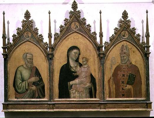Madonna and Child with SS. Matthew and Nicholas, altarpiece, 1328 (tempera on panel) a Bernardo Daddi