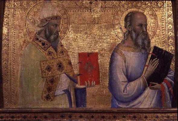 Saint Gregory the Great (c.540-604) and unidentifiable saint (tempera on panel) a Bernardo Daddi