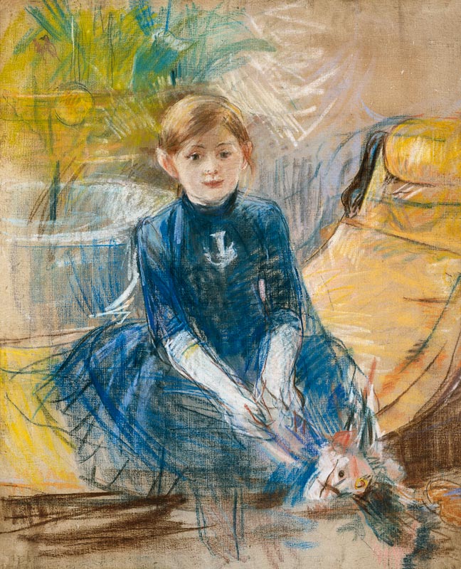 Little Girl with a Blue Jersey a Berthe Morisot