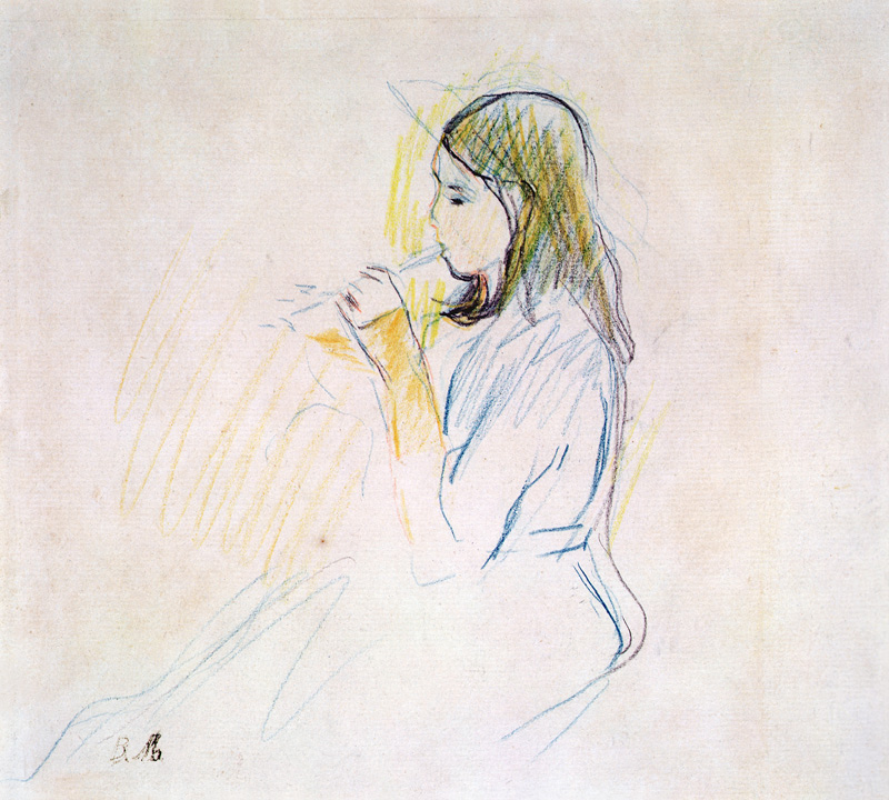 Manet's Daughter Playing the Recorder a Berthe Morisot