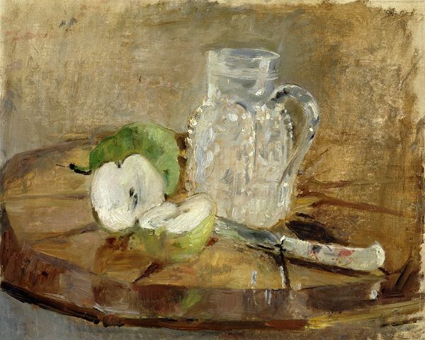 Still Life with a Cut Apple and a Pitcher a Berthe Morisot