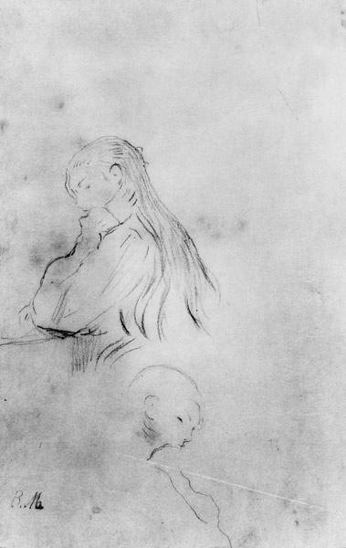Young Girl Writing a Berthe Morisot