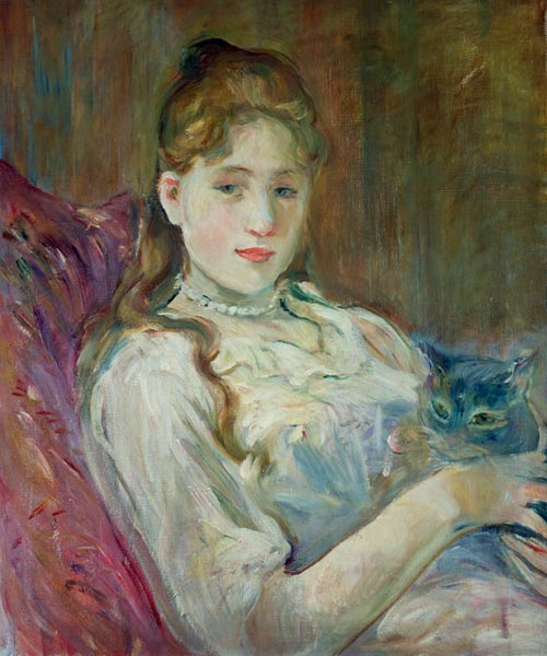 Girl with cat a Berthe Morisot