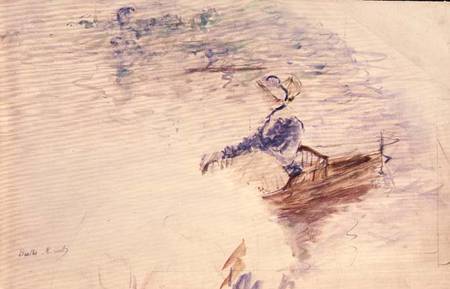 Sketch of a Young Woman in a Boat a Berthe Morisot