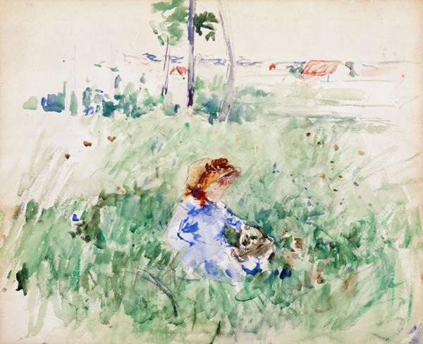 Young Girl Seated on the Lawn a Berthe Morisot