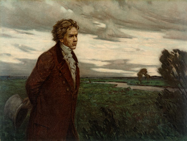 Beethoven on a Walk , Oil Print a Berthold Genzmer