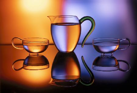 Glass water cup.