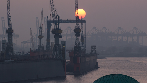 Sonnenuntergang Hafen (Hamburg) a Birge George