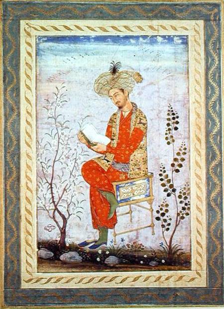 Babur (r.1526-30) Reading, Mughal  on a Bishn Das