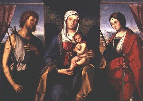 Madonna and Child, with SS. Catherine of Alexandria and John the Baptist (panel) a Boccaccio Boccaccino