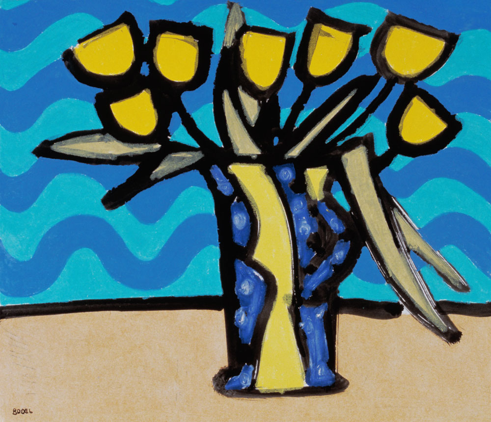 Yellow Tulips, 1996 (oil, pastel and Indian ink on paper)  a Bodel  Rikys