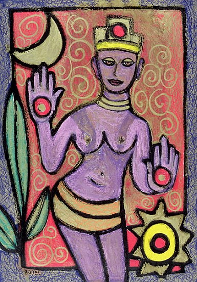 Goddess, 2002 (oil, pastel & Indian ink on paper)  a Bodel  Rikys