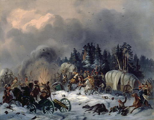 Scene from the Russian-French War in 1812 (oil on canvas) a Bogdan Willewalde